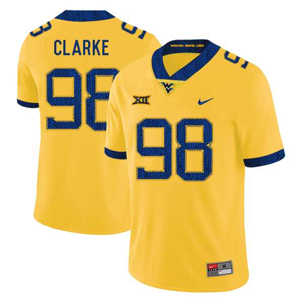West Virginia Mountaineers 98 Will Clarke Yellow College Football Jersey Dzhi,We sell and wholesale West Virginia Mountaineers 98 Will Clarke Yellow College Football Jersey Dzhi on line form chian!